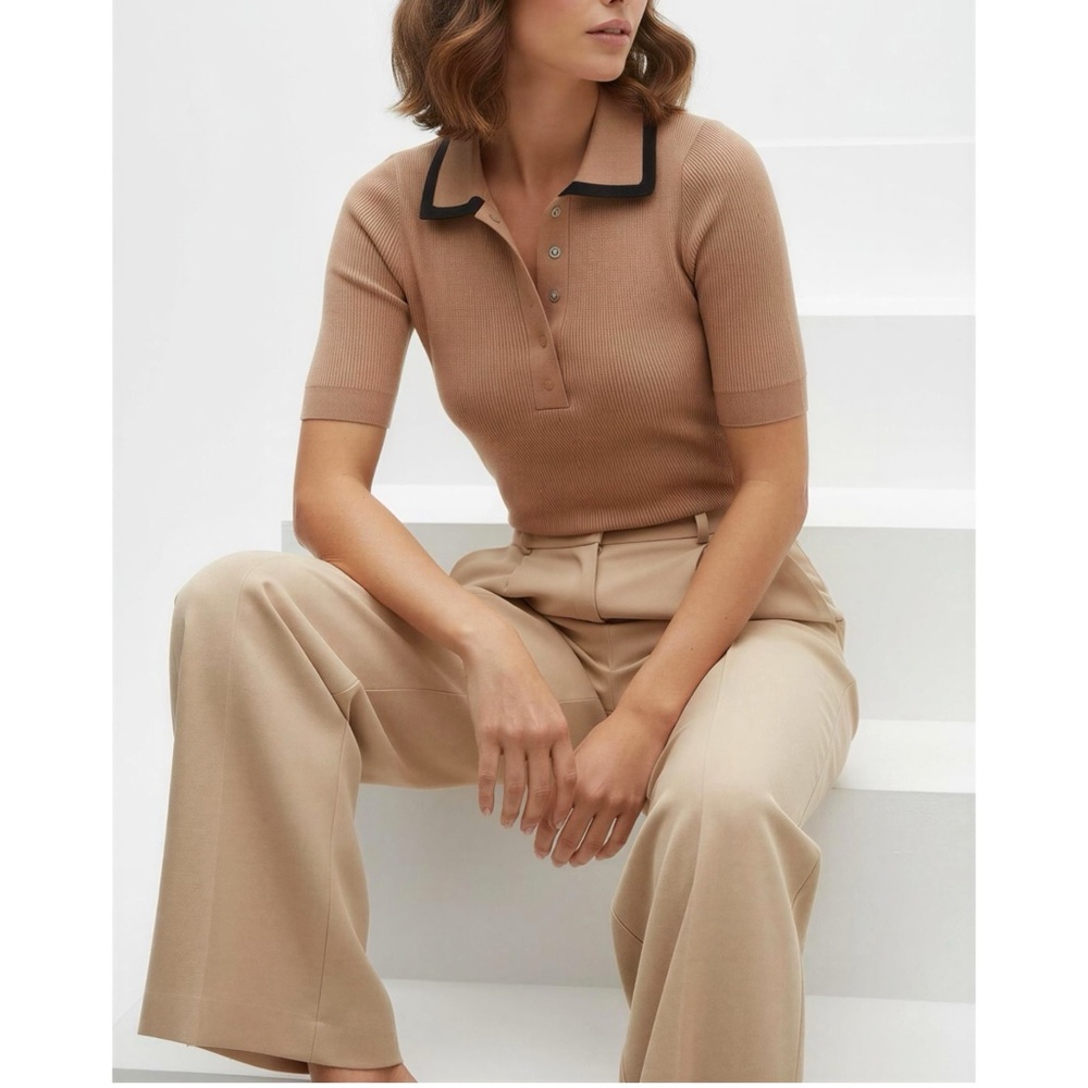 NAKEDCASHMERE Austria Ribbed Polo, Bare Black, XS